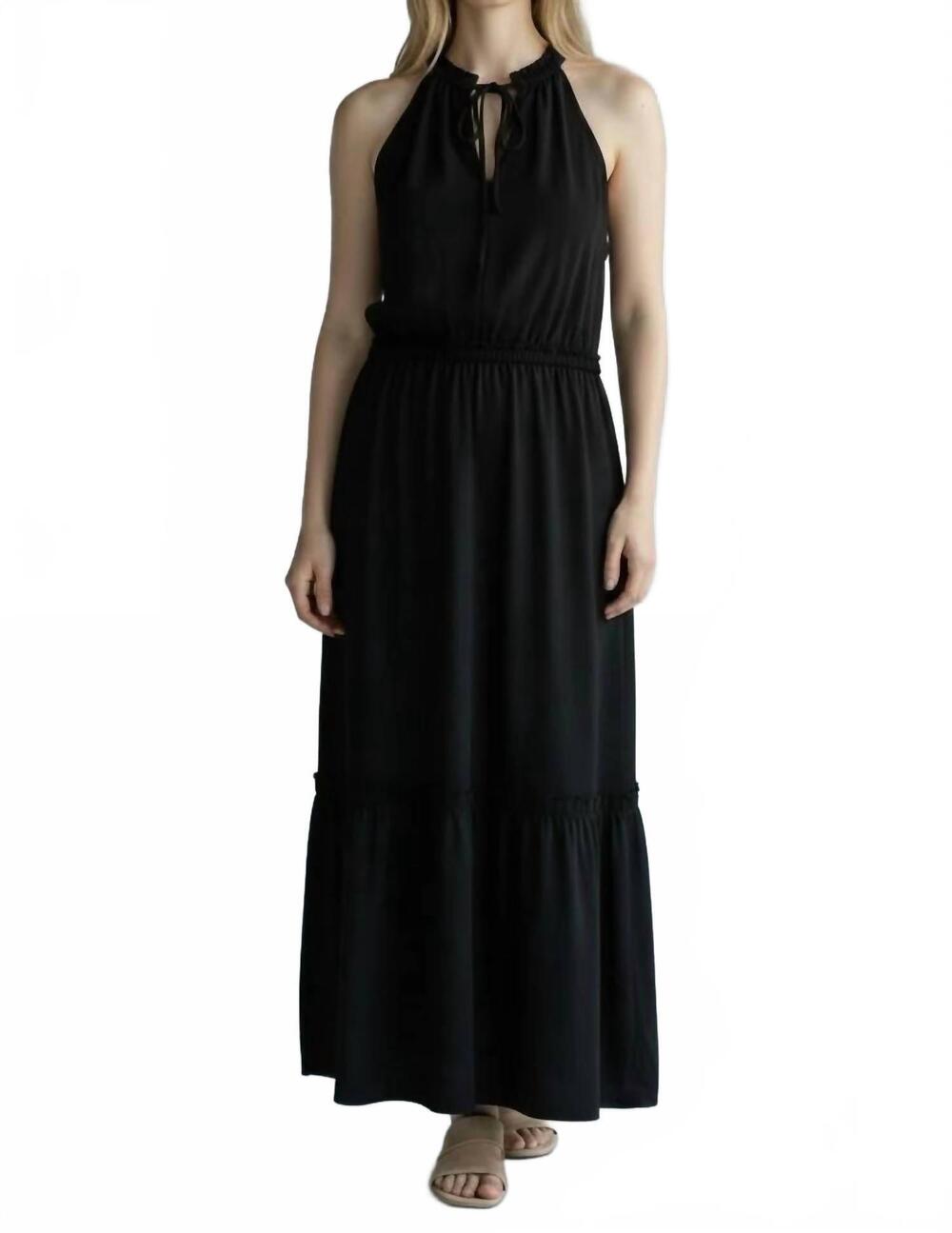 NEW DEX soft tiered midi dress in black